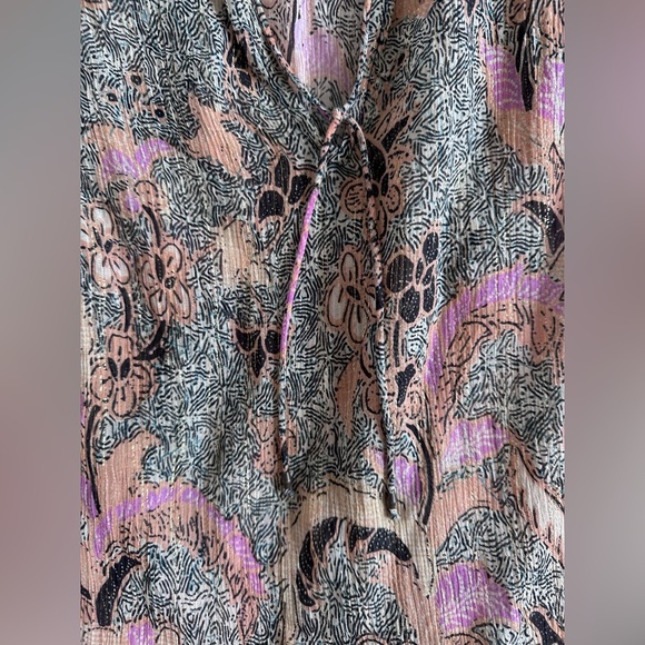 Ulla Johnson Silk Blend Ruffle Floral Lara Blouse Pink Neutral Top Size 4 - Picture 7 of 16